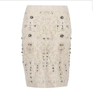 Zara cream lace beaded skirt